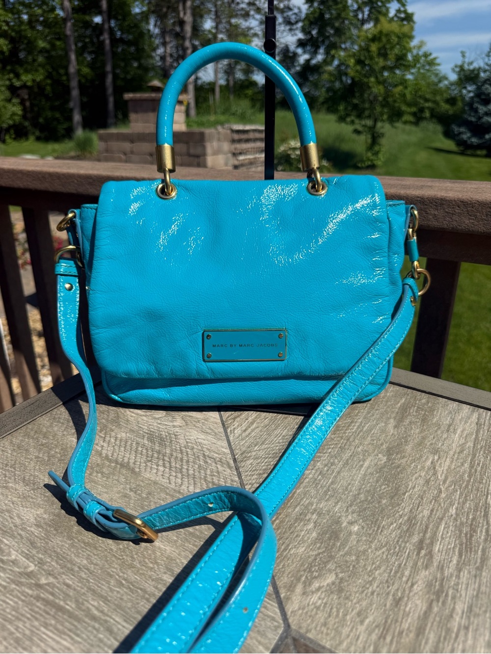EUC Marc by Marc Jacobs "Too Hot to Handle" Satchel Crossbody Teal Blue Bag